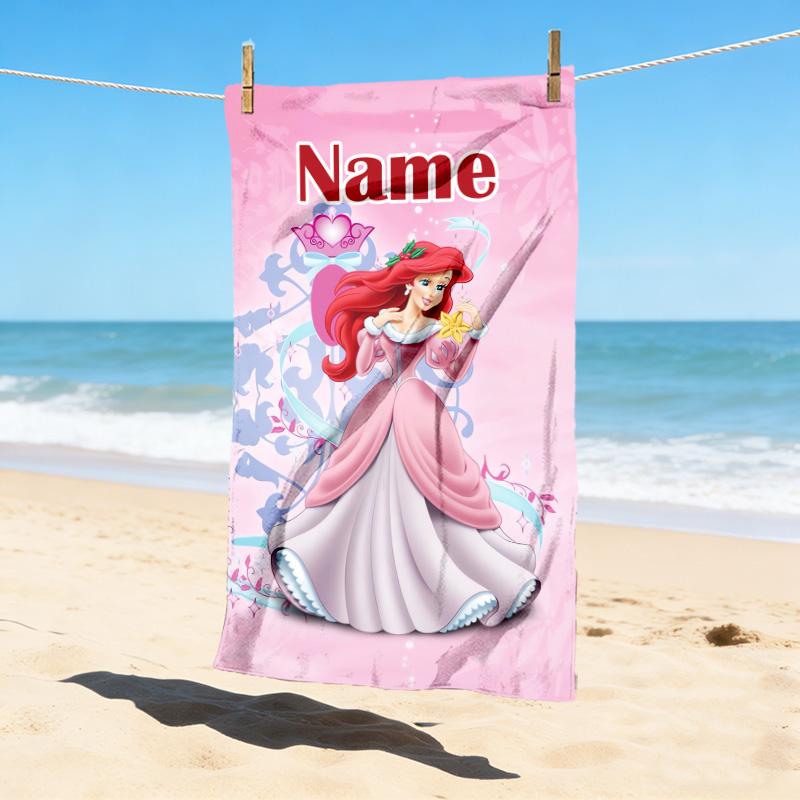 Custom Name Princess Fantasy Stylish Digital Printing Beach Towel Quick‑Drying Absorbent Blanket for Beach Pool Gym Travel