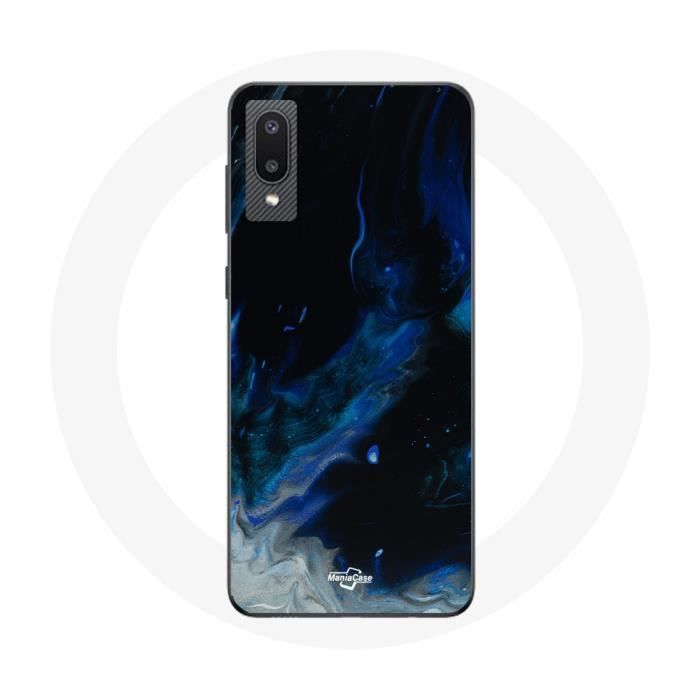 Coque pour Samsung Galaxy A02 Nuages de fumée multicolore de bleu gris et noir sur fond noir