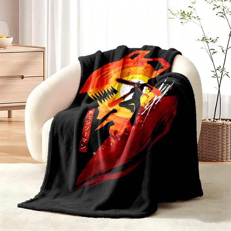 Chainsaw Man blanket Flannel Blanket Soft Cozy Plush Throw for Sofa Bed Lightweight Home Decor