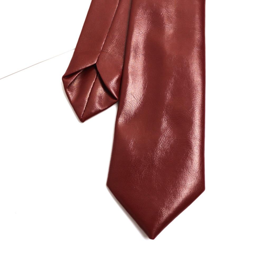 Narrow PU Leather Tie Adjustable Retro Cravat Classic Men Necktie Boys