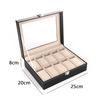 Коробка-органайзер для часов с 10 отделениями, из ПУ кожи, с крышкой из стекла, витрина