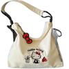 New Kt Cat Niche Cartoon Embroidery Girl Student Shoulder Bag Large Capacity Commuter Bag Cloth Bag