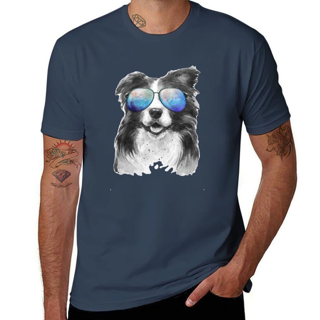 Retro Vintage Border Collie Galaxy Universe Hipster Funny Sheepdog Border Collie Lover Gift Tshirt