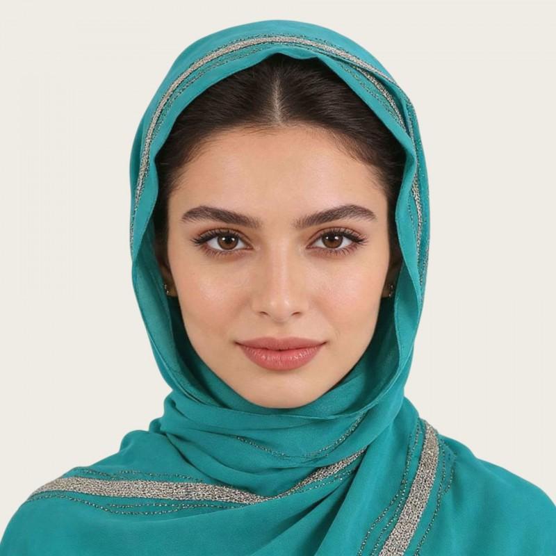 Womens Lightweight Chiffon Scarf With Pearl Embellishment Ethnic Print Wrap Shawl UV Protection Cover Head Accessory Daily Wear Travel