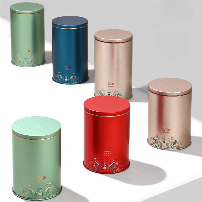 Большая вместимость Чайная жестяная банка Коробка Жесть Герметичная банка Упаковочная коробка Металлический круглый контейнер для хранения сухофруктов, конфет Подарочный кейс