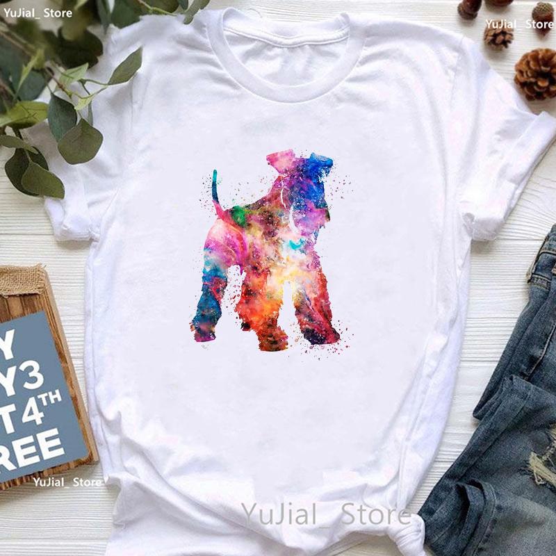 Schnauzer Dog Love Boba Animal Print T Shirt Unisex Clothes 2024 Kawaii Dog Lover Tshirt Femme Summer Fashion Tops Tee Shirt