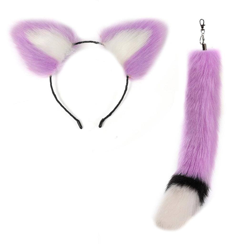Cat Ears Headband and Faux Tail Keychain Elegant Cosplay Accessories Stylish Pendant for Handbag Backpack Decoration