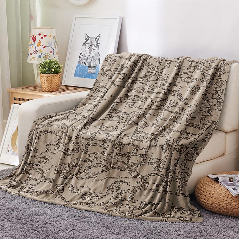 1 шт. Фланелевое одеяло с принтом D&D Dungeon and Dragons, Высокое качество, Для всех сезонов, Декор для дома, Тепло и уют, Идеально для рождественских подарков