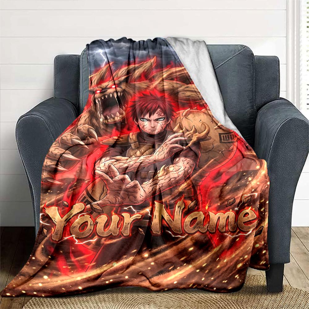 Naruto Character Customize Text Blanket Multi-purpose Personalized Blanket Soft Warm Cozy Versatile for Nap Home Decor Couch Livingroom