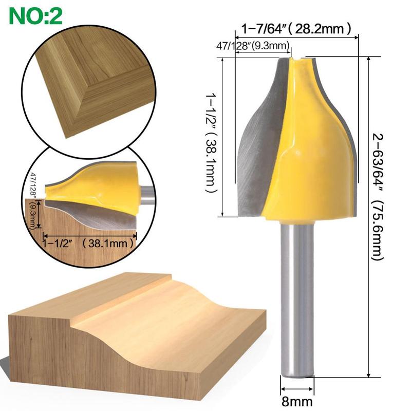 8mm Shank Panel Raiser Router Bit - Vertical - Ogee Bead - cutter woodworking bits wood milling cutter