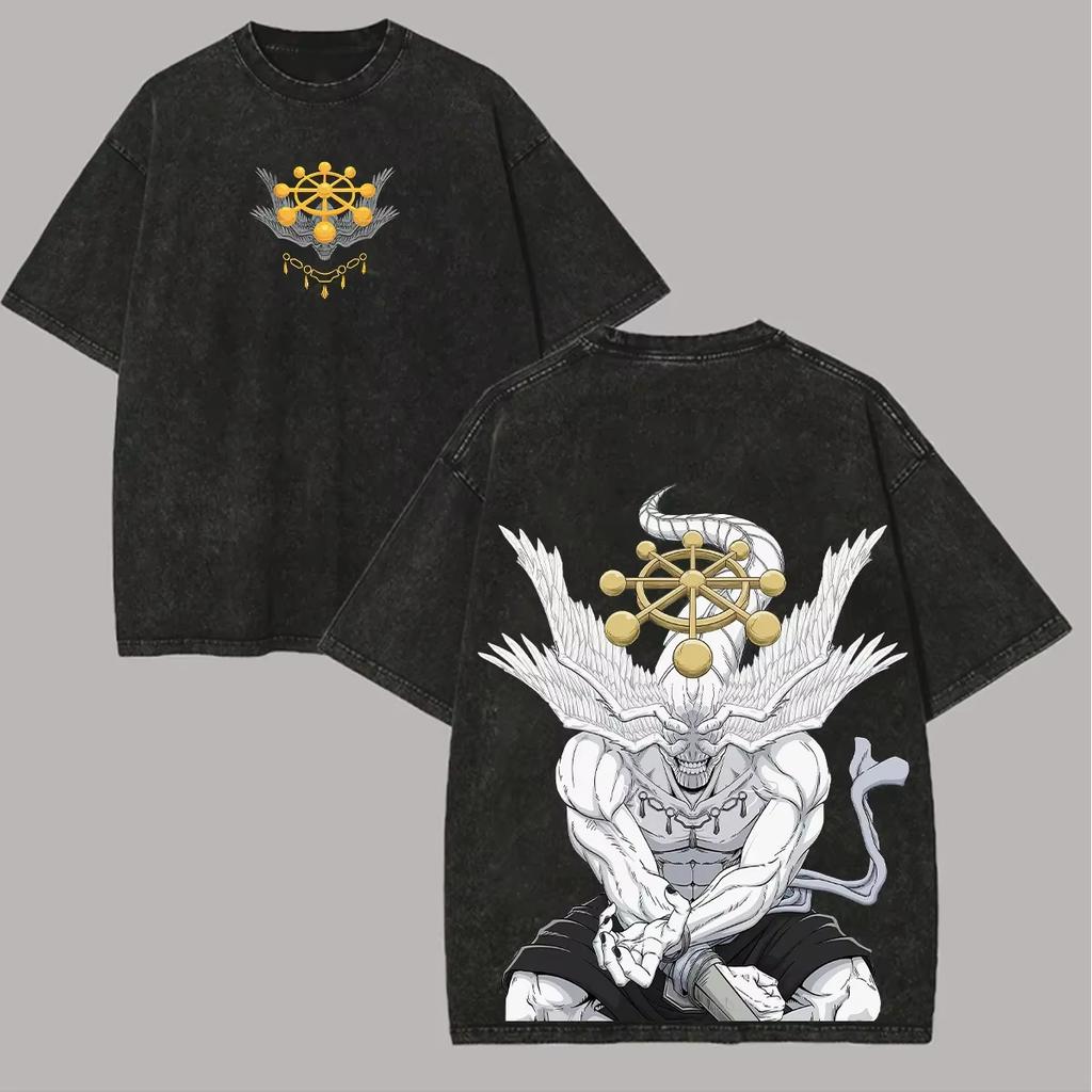 Unisex Jujutsu Kaisen T Shirt Men Women Tshirt Gojo Satoru Washed Cotton T-shirt Clothing Summer Short Sleeve Oversized Tees Streetwear