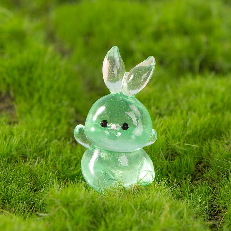 Светящаяся фигурка маленького кролика, микро-ландшафтное украшение, милые мультяшные миниатюры, украшения для дома, аксессуары, подарки