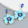 Pinkdudu Серьги-пусеты из цинкового сплава в виде цветка с капающей глазурью, элегантные серьги-капли синего цвета, женские украшения для праздника PD2258