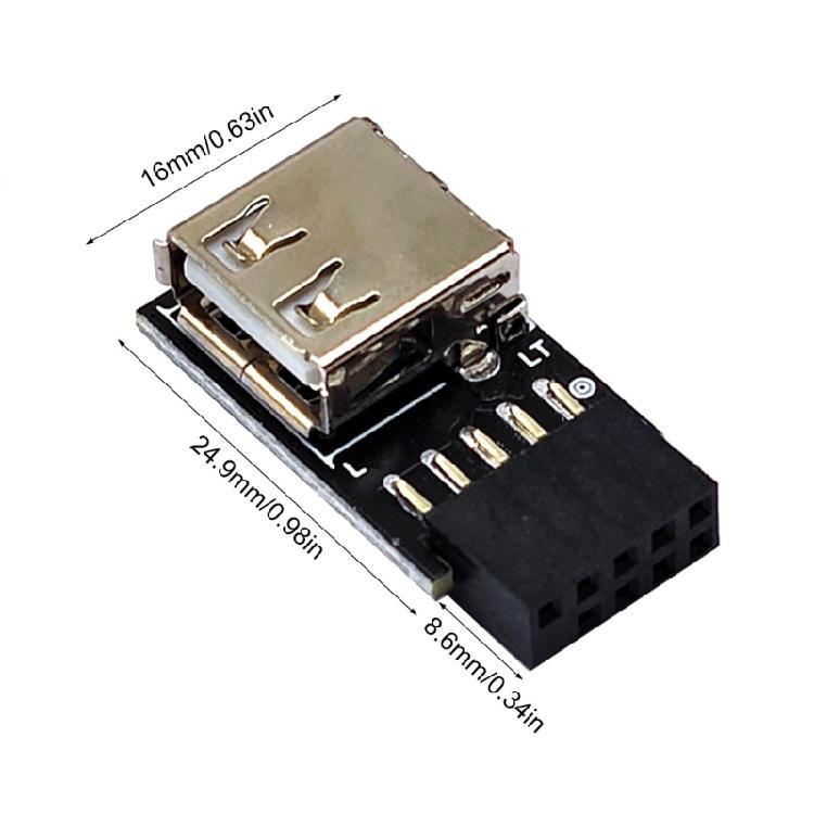 USB 9-контактный на USB 2.0 Type-A Female Адаптер для материнской платы Простое подключение USB-устройств