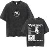 Aphex Twin Washed Винтажная Футболка Мужская Женская Модная Повседневная Оверсайз Футболка с Короткой Рукавой Мужская Хлопок Ретро Футболка