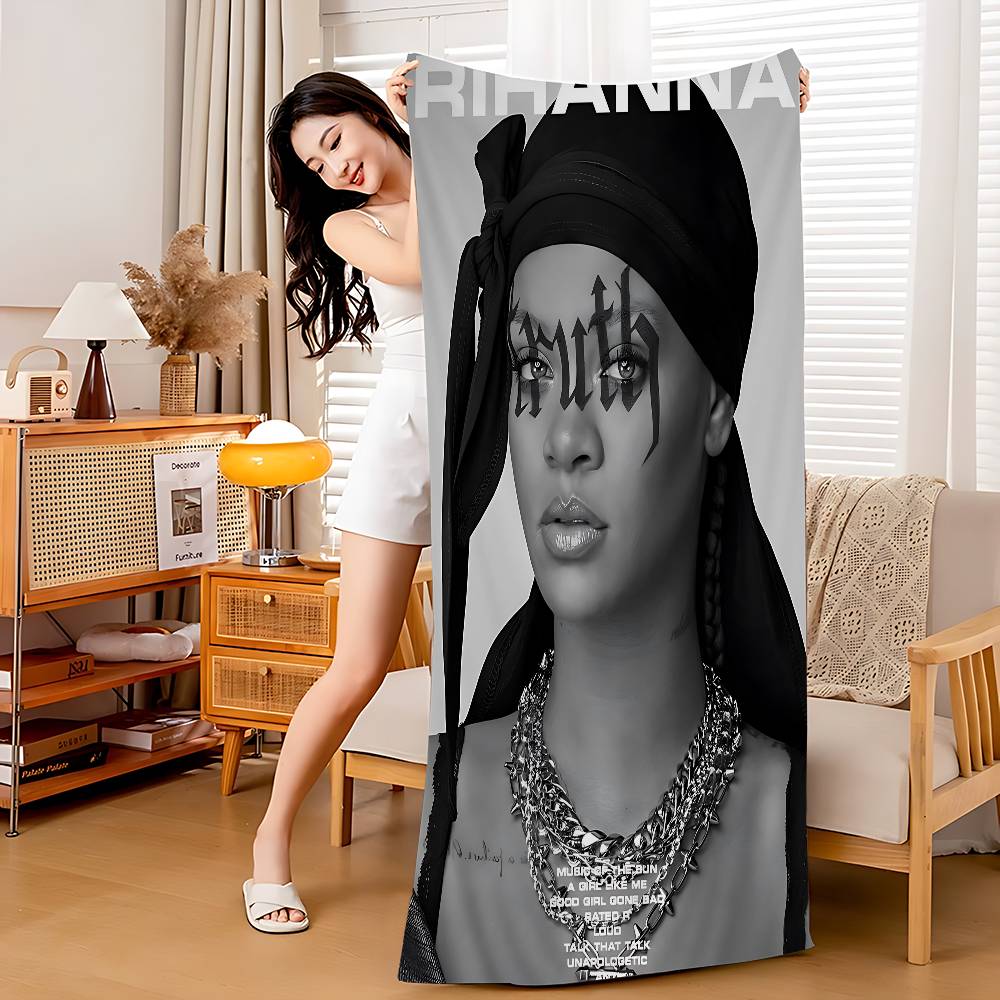 Горячая певица R-RIHANNAS Микрофибровое пляжное полотенце с принтом Альпинизм Йога Пляж Плавание Бег Впитывающее Мягкое полотенце