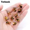 10pcs #10 Bionic Bee Fly Fishing Flies Dry Artificial Lures Trout Fly Tying Materials Floating Lure Fishing Flies Bait
