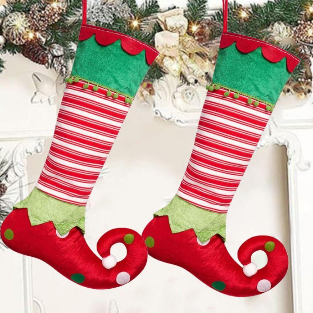 Decorative Elf Style Candy Bag Hanging Elf Christmas Stockings New Year