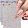 Heart Nail Decals 3D Red Pink Golden Love Design Nail Stickers Adhesive Valentine Sweet Nail Manicure Slider