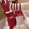Women's Mid-Calf Red Socks with Bow & Polka Dots - Year of the Horse New Year Striped Slouch Socks