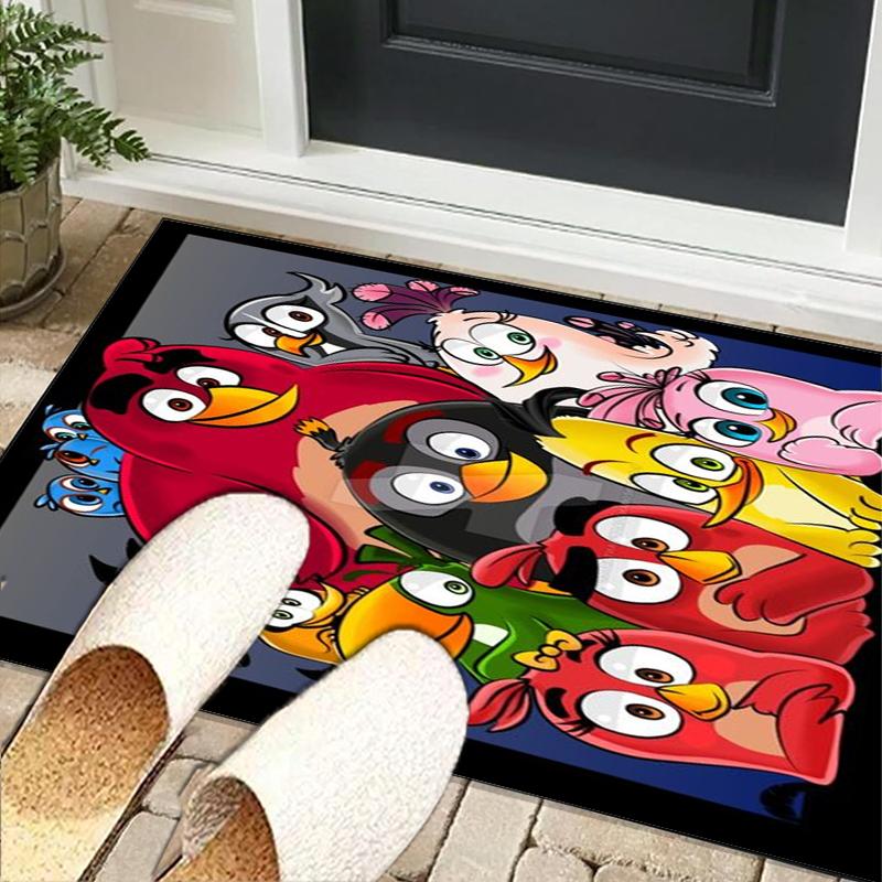 Red Birds Characters Collage Office Rug Chair Mat, Game Carpet, Suitable for Front Door, Bedroom, Living Room, Desk, Holiday Gift
