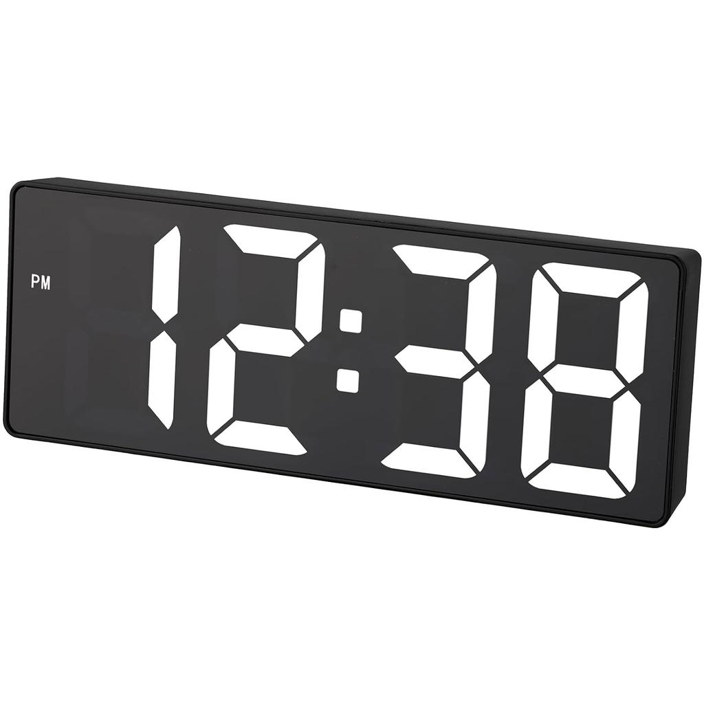 MAG Clock Interior Stylish Simple Compact Digital LED Illuminated Easy Read USB Type-C Power Supply Black Flat Hour T-785A BK-Z Noah Seimitsu