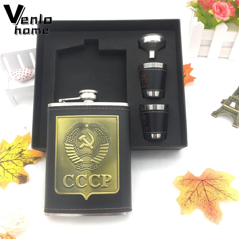 8 унций карманная портативная фляжка из нержавеющей стали фляга для виски и вина бутылка + воронка + чашка с набором из пяти бутылок для алкоголя для мужчин