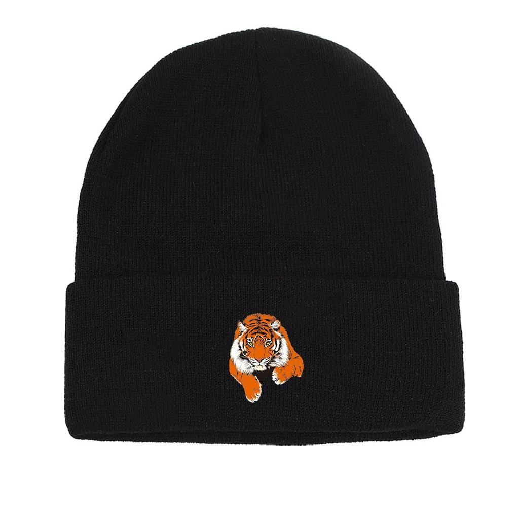 Lifelike Tiger Winter Knitted Cap Beanie, Animal Man Cap Stretchy Autumn Hip Hop Bobble Hat Knit Hat Beanie