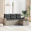 4-piece Garden Sofa Set with Light Grey Cushions In Poly Rattan 3360383