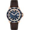 Мужские кварцевые часы Diver Blue с коричневым кожаным ремешком AR11556