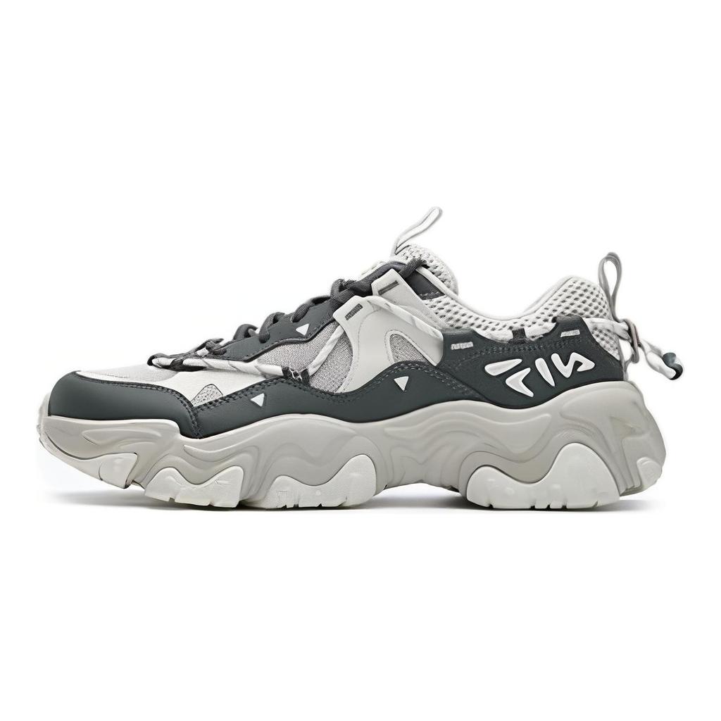 Fila Fluid 5 Кошачья лапка 5.0 Ткань Синтетическая кожа Удобные Универсальные Прочные Низкие Повседневная обувь для образа жизни Мужские кроссовки Белый Серый F12M422103FSV