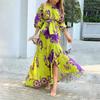 Spring and Summer Women's Temperament Elegant Commuter Printed Lantern Sleeve Dresses