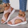 Spring and summer new fashionable large-size flat-bottomed fly-woven women's sandals