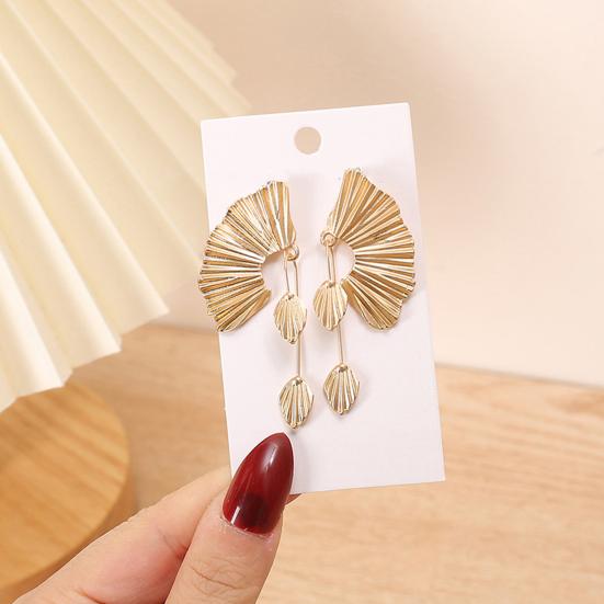 Женские массивные серьги-подвески, серьги в форме веера с листом гинкго, винтажные богемные текстурированные серьги-подвески, ювелирные подарки для нее