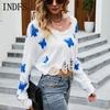 INDFS Модные женские повседневные свитера с длинным рукавом и круглым вырезом на осень-зиму