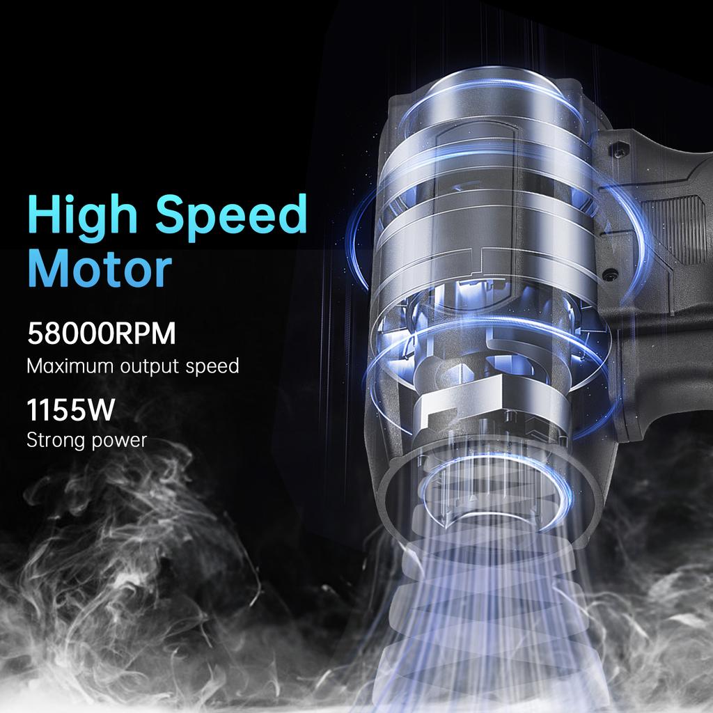 Handheld Electric Air Duster Cordless Portable 1155W 58000RPM Stepless Speed Adjustable Jet Dry