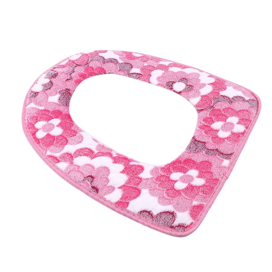 Водонепроницаемая универсальная бархатная подушка для унитаза с большим цветком, коралловая подушка на липучке, бытовое сиденье для унитаза