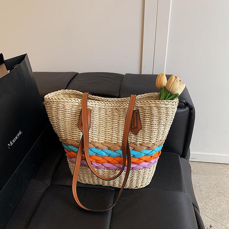 Плетеная соломенная сумка женская большой вместимости новая весенне-летняя универсальная сумка-тоут для морского отдыха, пляжная сумка