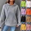 Autumn and Winter Solid Color Waffle Round Neck Long-sleeved Sweater Solid Color Top