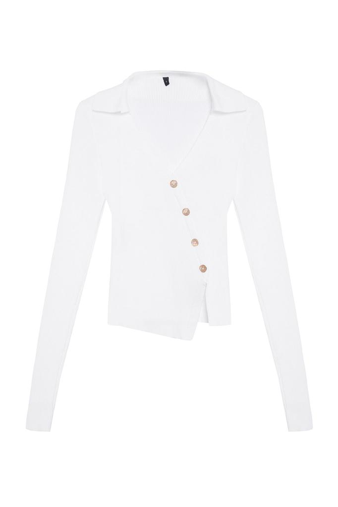 Женский элегантный стильный свитер, черный укороченный трикотажный свитер с воротником-поло