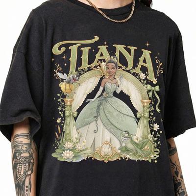 Футболка с Тианой, Удобная футболка Tiana Bayou Comfort Colors, Цветочный принт «Принцесса и лягушка», Подарок для семейного путешествия в Дисней