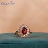 Cellacity Classic 925 Sterling Silver Ring for Charm Lady with Oval Shape Ruby Gemstones Flower Zircon Female Fine Jewelry Gift
