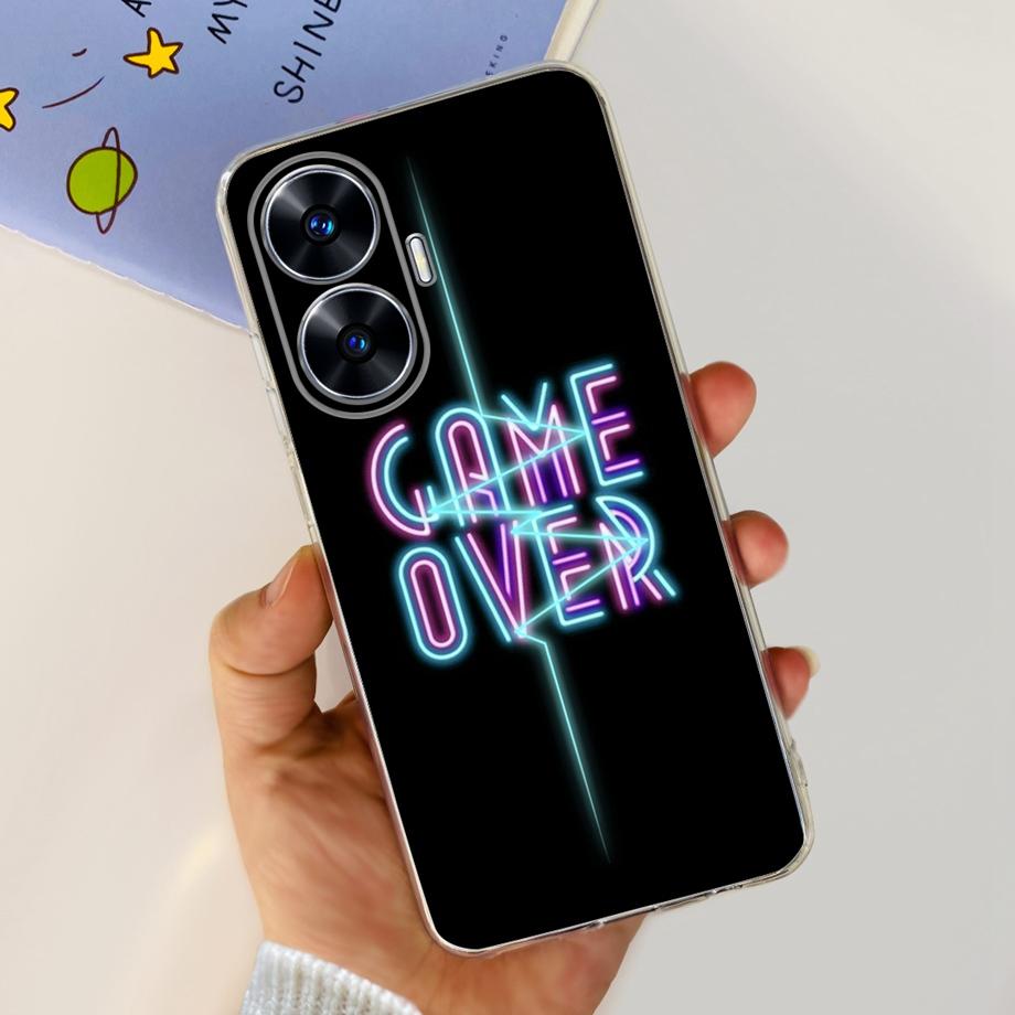 Чехол для Realme C55 6.72 дюйма Задняя крышка Гладкий Прозрачный Тонкий Чехол Для ON Oppo Realme C55 C 55 RMX3710 Мультяшный Детский Чехол