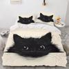 Cat, Animal Bedding Set black Anime 100% Polyester Duvet Cover Set Printed Cartoon Home Decor