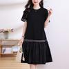 Basic Casual Loose Dresses Bright Line Decoration Summer Short Sleeve A-Line Korean Spliced Midi Dress