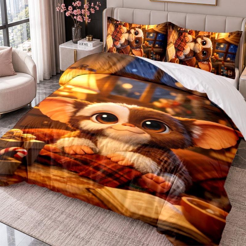 Gremlins Gizmo 3Pcs Bedding Set Duvet Cover With Two Pillowcases For Bedroom Home Decoration