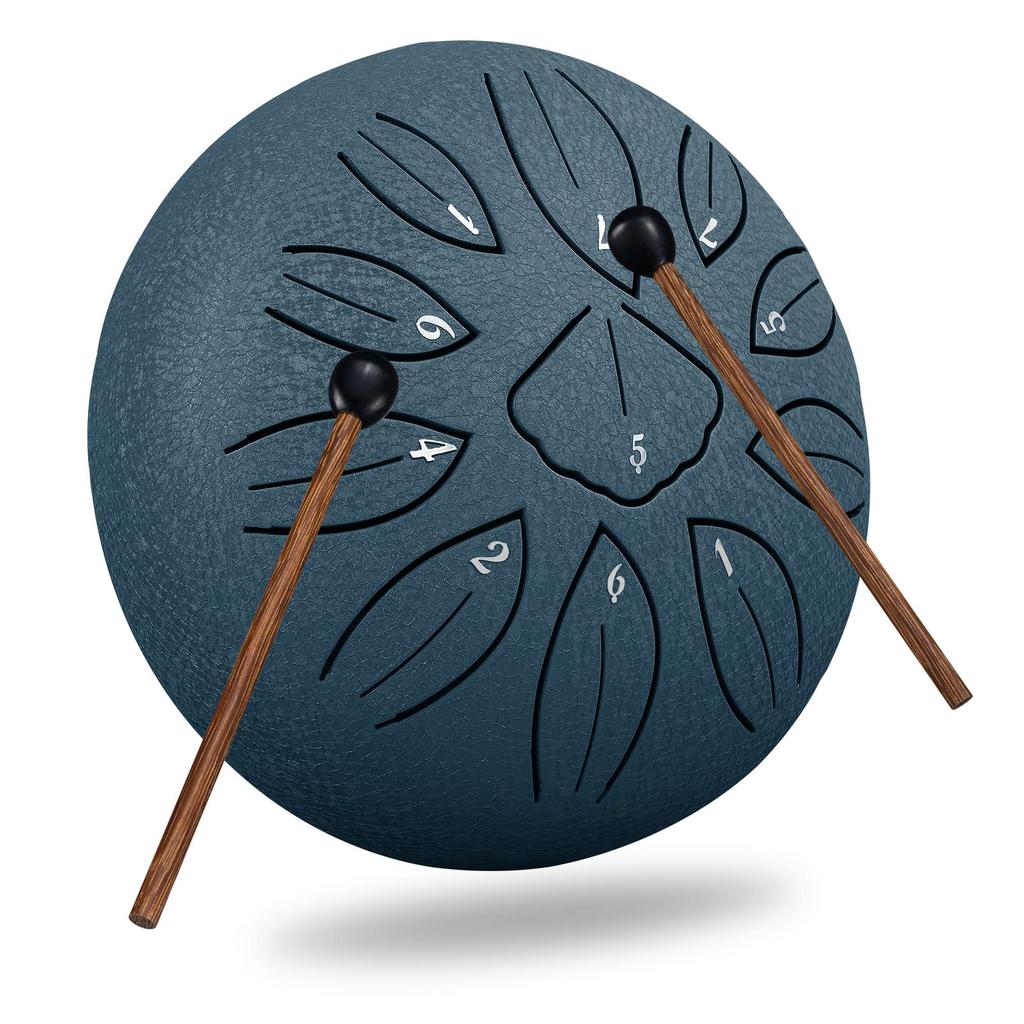 Steel Tongue Percussion Metal Drum for and Fatigue Includes Sheet Music and Storage Bag 11-Note Drum, 6-Inch, Instrument, Yoga, Meditation, Healing,
