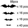 44/55/88 Pcs Halloween Bats Decorations, 3D Scary Bats For Wall Decor Multi-Size Bats Halloween Indoor Decor Home Window Decoration Set