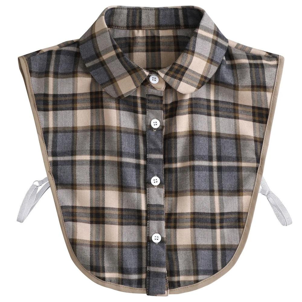 Women Detachable Plaid Shirt Design Fake Collar False Blouse Clothing Accessories
