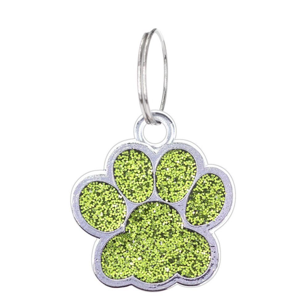 Cat Dog Paw Print Pet Glitter Pendant Anti-Lost Pet Collar Tag Pendant Dog Cat Tags Cats
